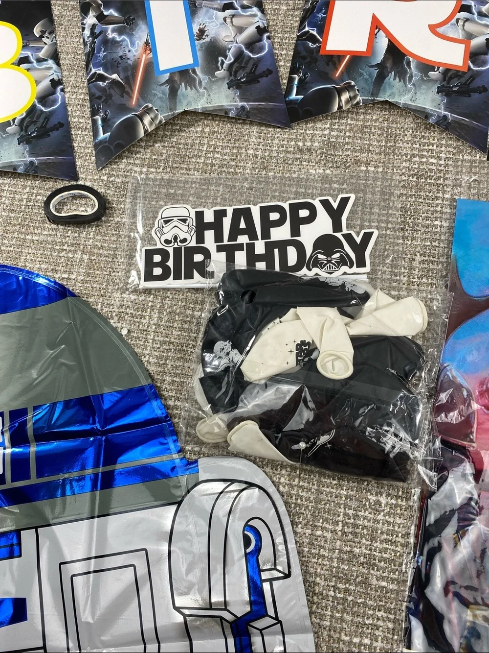 Star Wars Blue & Multi-Color Birthday Banner and Character Cutouts party supp.